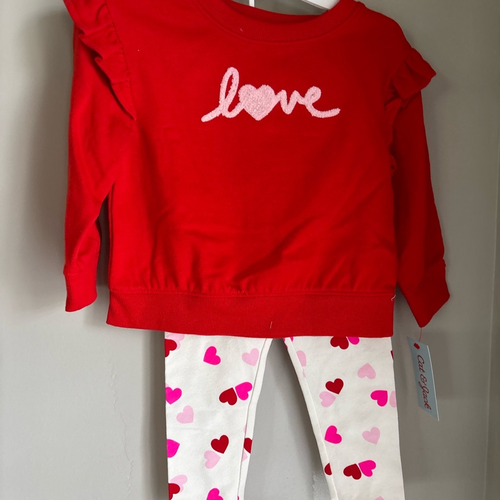 Cat & Jack Valentines Heart Leggings with Pink and Red Accents Girl Toddler 18m
